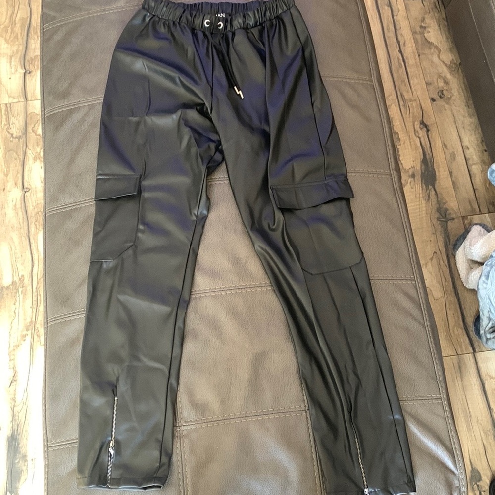 Leather Cargo Pants from Boohooman